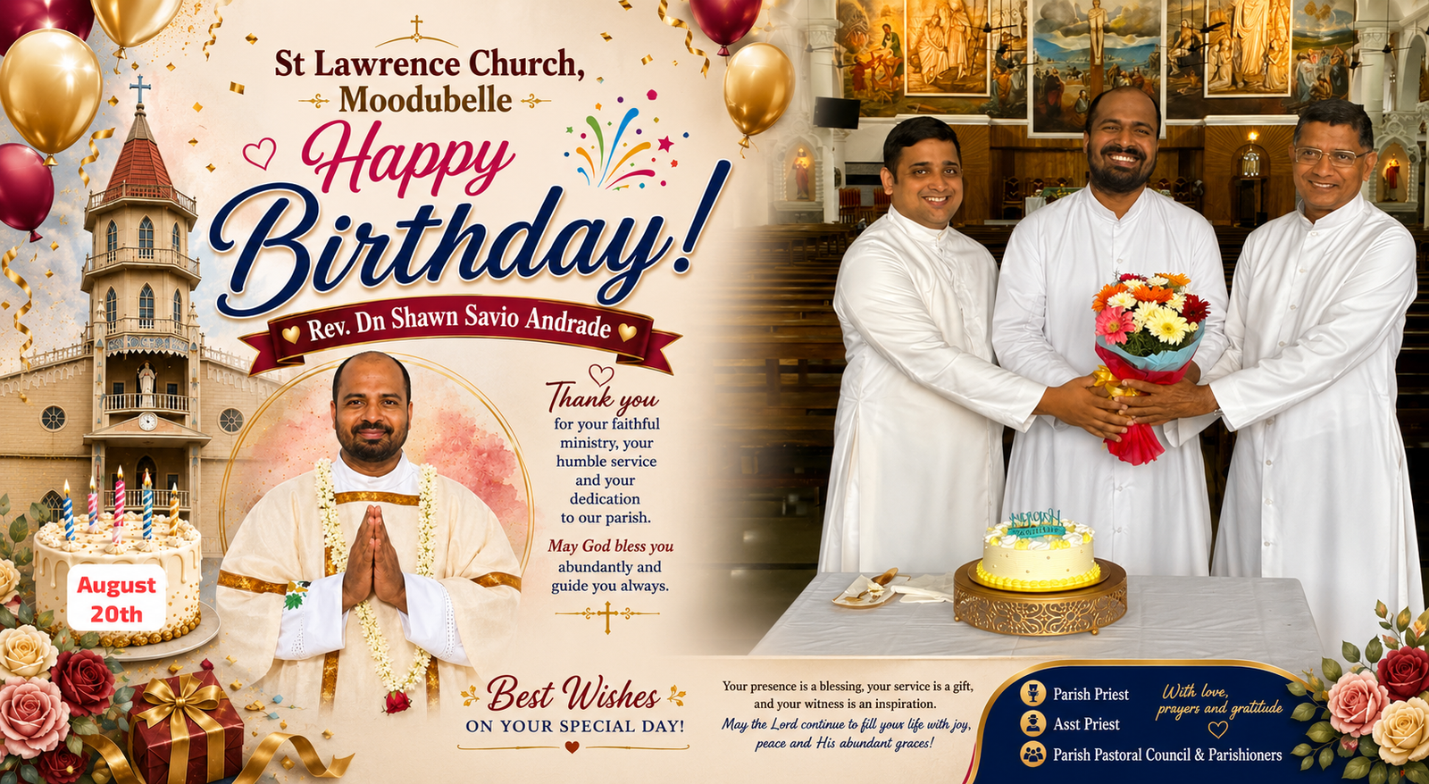 Birthday Celebration of Dn Shawn Savio Andrade in St Lawrence Church Moodu Belle