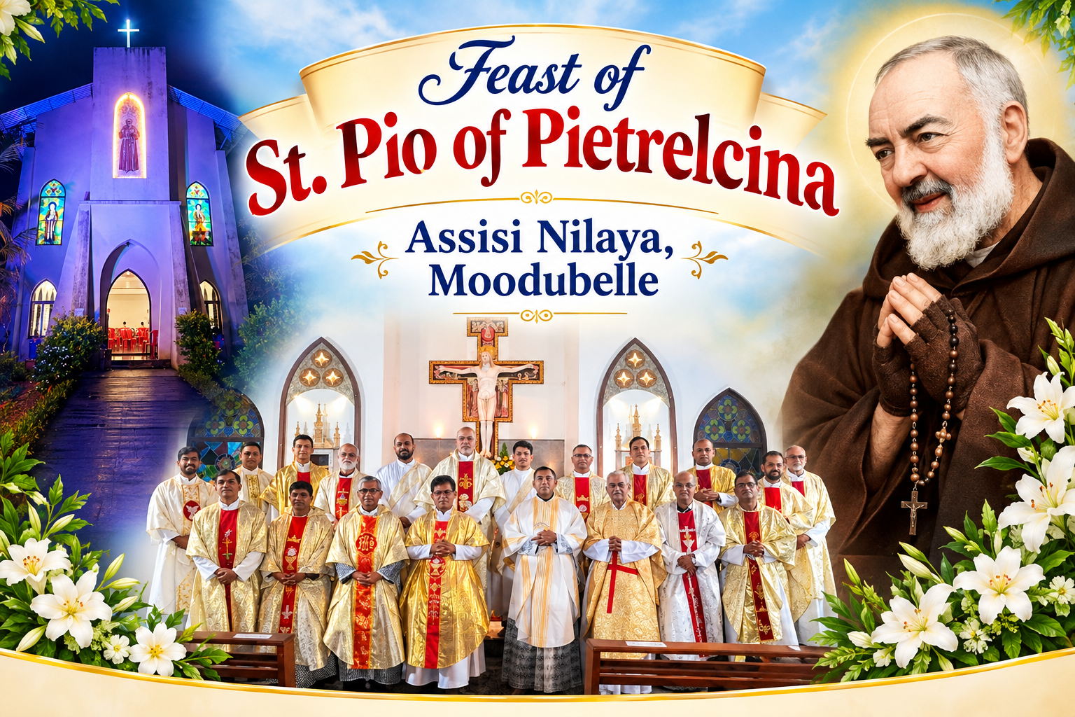 Feast of Saint Padre Pio Celebrated with Devotion at Assisi Nilaya, Moodubelle